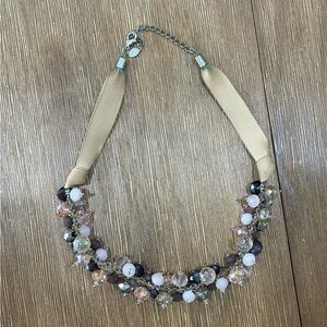 Elegant Beaded Necklace with Ribbon